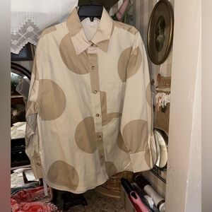 Polka Dot Button-Up Blouse